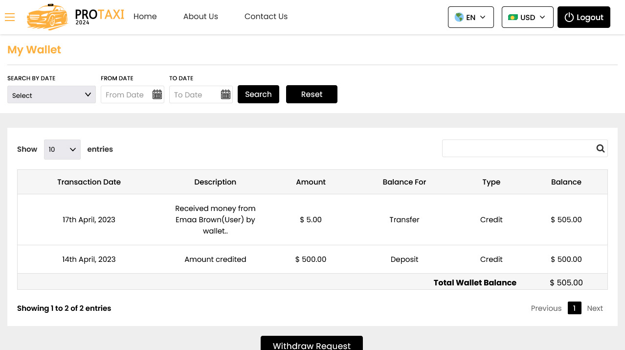 Driver Panel Total wallet Screen Driver Panel Total wallet Screen