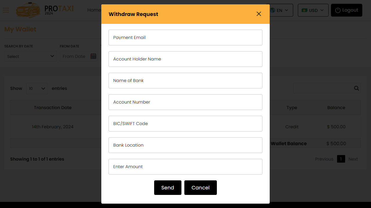 Driver My Wallet withdraw Driver My Wallet withdraw