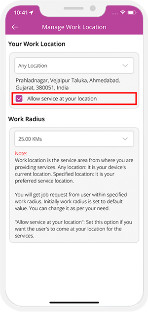 provider manage work location provider manage work location
