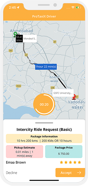 Driver accept or decline the request Driver accept or decline the request