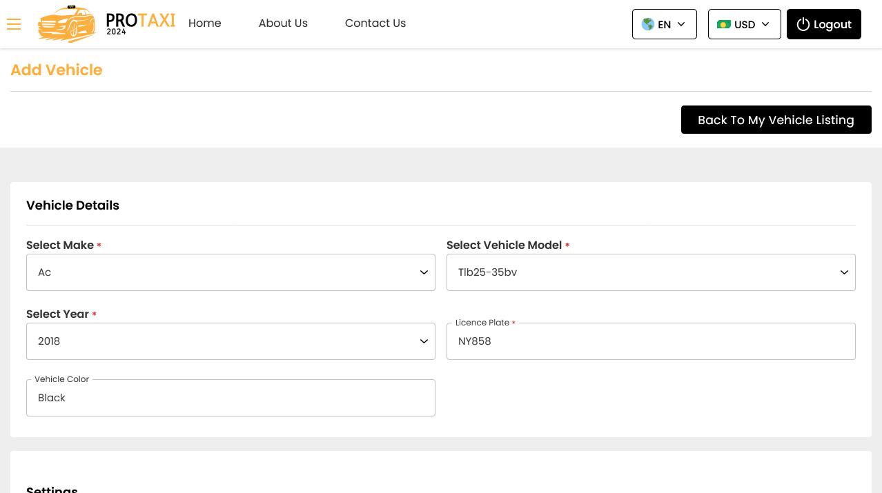 Driver Panel Add Vehicle Driver Panel Add Vehicle