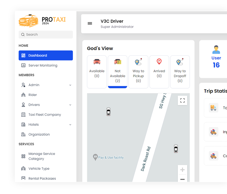 Admin Dashboard taxi app Admin Dashboard Screen