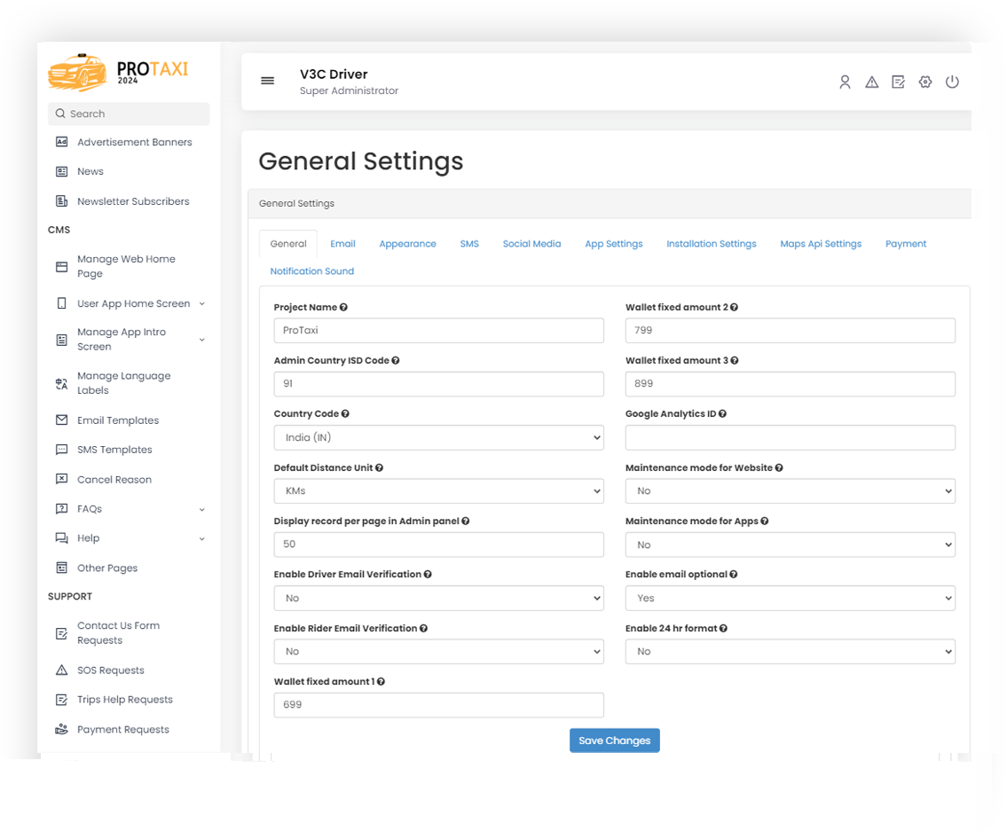 Admin Settings Admin Settings Screen