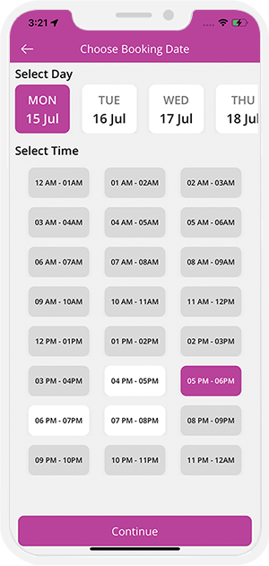 Select booking location Select booking location