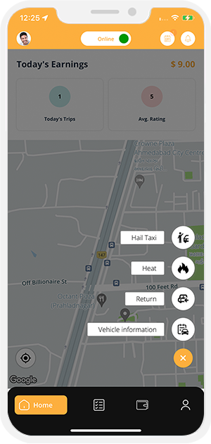 driver application menu option