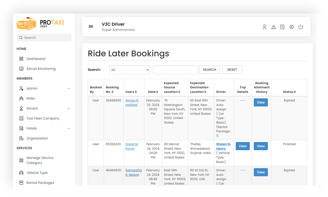 Ride Later Bookings Ride Later Bookings Screen
