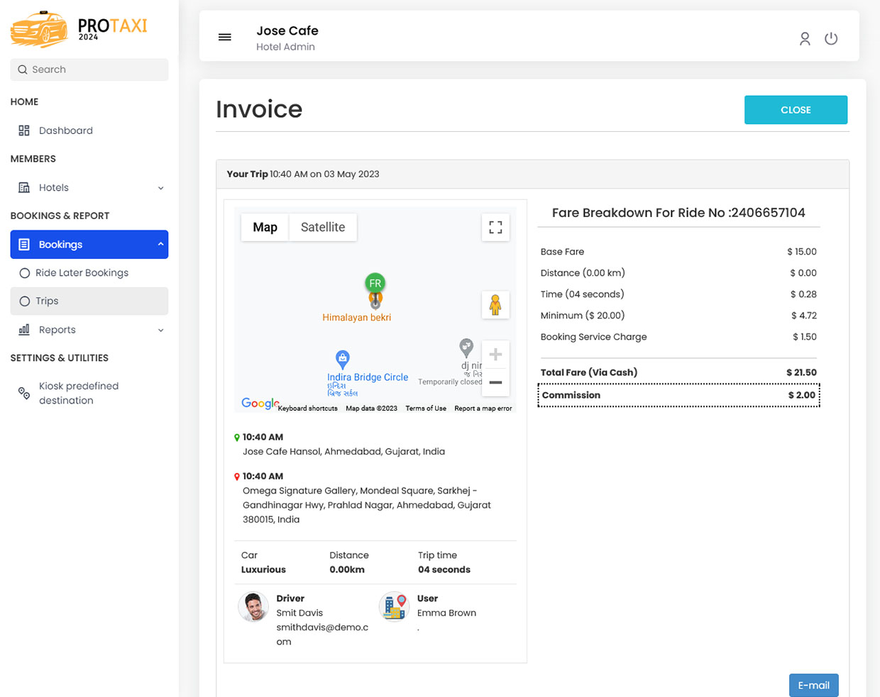 Trip invoice